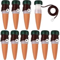 Lot de 10 cônes d'irrigation en céramique – Arrosage goutte à goutte pour plantes – Système autonome pour intérieur/extérieur – Tube de 80 cm