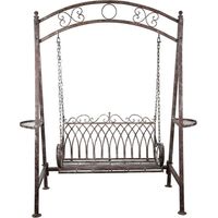Biscottini – Balancelle de jardin 2 places en fer forgé – Finition antique – Dimensions L198xPR100xH220 cm – Stable et durable pour extérieur