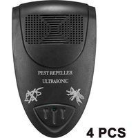 Ultrasonic Pest Repeller (4 Pack) - Anti-Mouse - Ready-to-Use Pest Repellent, Ideal for Mice, Also Effective Against Cockroaches, Ants, and Mosquitoes (Black)
