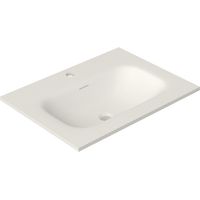 Saniclass Flow Meuble lavabo - 61x46x1.5cm - trop-plein - 1 vasque centrale - 1 trou de robinet - solid surface blanc mat