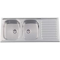 Evier 2 bacs et 1 égouttoir okioline - Nombre d\'égouttoirs : 1 - Nombre de bacs : 2 - Largeur : 1160 mm - Profondeur : 500 mm - Profondeur cuve : 150 mm - RODI