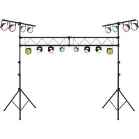 COSTWAY 350cm lang Lampensaktiv, DJ-Lichtstativ 180-360cm höhenverstellbar aus Metall, Beleuchtungsativ mit einziehbaren T-Stangen bis 100kg Belastbar für Konzerte, Theater & Partys