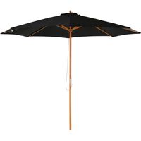 Parasol en bois de 300 cm pour jardin, balcon ou terrasse, en bambou noir robuste et élégant.