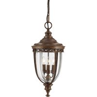 Lampada da esterno lanterna catena lampada a sospensione acciaio vetro D 26,7 cm 3 fiamme bronzo
