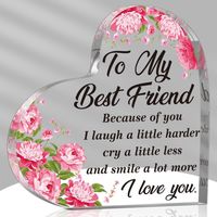 Plaque cœur acrylique cadeau meilleure amie Décoration de table souvenir et presse-papiers Cadeau d’amitié longue distance pour femme, sœur, jeune fille Anniversaire et remise de diplôme