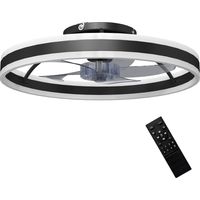 Ventilador de Techo con Luz LED 6 Velocidades Motor Reversible y Control Remoto Potencia 45W Ø50x13,5 cm Negro