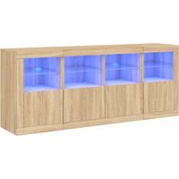 Credenza buffet cassettiera mobile contenitore organizer cucina soggiorno soggiorno con luci a LED sonoma 163 x 37 x 67 cm marrone 020029944