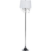 Lampadaire Blanc en Métal 170 cm E27 Max 40W Abat-Jour à Cristaux Elegant Evans