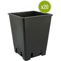 Lot de 20 Pots Carrés Noirs Hauts 3.4L – 15x15x20 cm