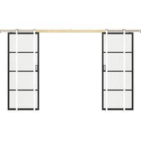 Porta scorrevole doppia con sistema a incasso 2xH205xL73cm Alluminio e Vetro temperato trasparente - SINCA II