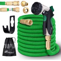 TRESKO Tuyau d'arrosage Flexible et Extensible pour Jardin Extensible de 22,5m avec 3 Embouts en Latex Tuyau d'arrosage rétractable Vert