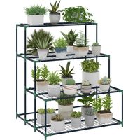 Soporte para Plantas de 4 Niveles con Diseño Escalera y Estructura Metálica Resistente para Interior y Exterior Verde