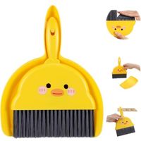 BUNTHAUS Mini balai et pelle à poussière - Petit balai de table avec ensemble de pelle portable - Mini balai à main - Accessoire de camping pour la maison, le bureau, l'école (jaune)