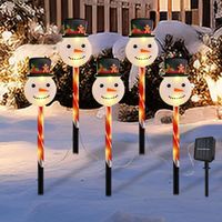 Lumières solaires de Noël en plein air, bonhomme de neige de Noël, piquets de jardin, lumières solaires de paysage de Noël