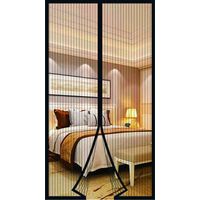 Moustiquaire magnétique pour portes et fenêtres, moustiquaire pour portes, rideaux moustiquaires, moustiquaire pour porte-fenêtre coulissante, sans perçage (90 x 210 cm, noir)