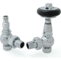 West Amberley Angled Thermostatic Radiator Valve and Lockshield - Chrome