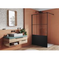 Paroi de douche WALK IN EASY effet verrière LOFT - 1200mm - Noir