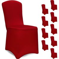 DETEX® Coprisedie set da 10 elasticizzate rivestimento copertura sedia matrimonio festa Natale Rosso bordeaux
