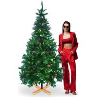 Prancer - Tannenbaum mit Schnee und Tannenzapfen ü110 x 210H cm, 1200 Spitzen und 70 Zapfen