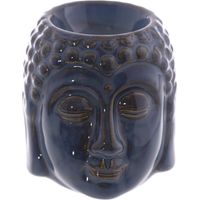 Brûle parfum tête de Bouddha bleu en céramique 8 cm