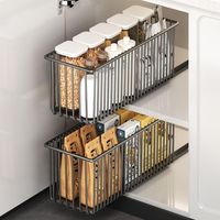 Tiroir Coulissant Cuisine, Paquet de 2 coulissants Organiseurs de Placards, pas Besoin de Percer Panier Coulissant Cuisine pour Rangement Cuisine,