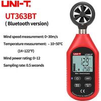 L'anémomètre numérique portable UT363 mini LCD dispose d'une fonction de maintien des données et peut mesurer la vitesse du vent et la température.
