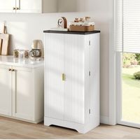 Mueble almacenamiento alto con LED y puertas acanaladas OKMYHOME