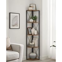Songmics – Étagère d'angle 5 niveaux – Charge max 11,3 kg par niveau – Panneau aggloméré et acier – Dimensions 30x30x160 cm – Montage facile – LLS805B01
