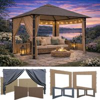 2 Seitenteile mit RV 250x192cm für Pavillon Nizza 3x3m Seitenwand Sand RAL 1001