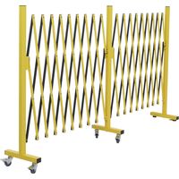 Barrière de sécurité en aluminium HHG-389, barrière à ciseaux avec roulettes, extensible de 110 x 60 à 500 cm, jaune-noir