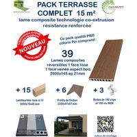 Kit complet 15 m² terrasse composite Coexprotect® coloris Pin