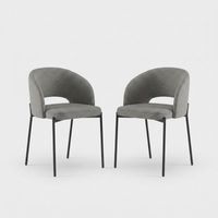 Set aus 2 Designer-Küchenstühlen aus Stoff mit Metallbeinen Siena - Hellgrau