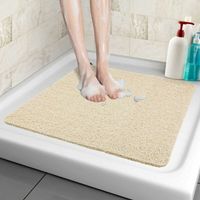 Tapis de Douche antidérapant, 60 60cm, Tapis de Bain de Sécurité Confort Doux avec Trous de Drainage, Tapis de Douche de Massage en PVC Luffa pour Zones Humides, Séchage Rapide