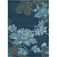Tapis salon et chambre en laine 120x180 bleu marine et bleu fait à la main