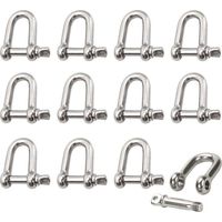 Manille Inox 12 Pièces M4 Manille Inox Acier Manille de Levage Manille D'anneau de D de Chaîne Manille Goupille Vis Boucle Manille Droite Joint Fermoir pour Chaîne