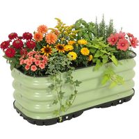 Aoodor Galvanized Raised Garden Bed Self-Watering Planter Box with Drainage Plug and Water Reservoir for Indoor & Outdoor Gardening-80CM