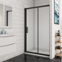 1000x1950mm Matt Black Frame Sliding Shower Enclosure 8mm Glass NANO Cubicle Screen Door