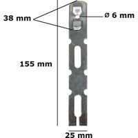 Patte de fixation L 155 mm pour dormant de 60 ou 70 mm pour pose en applique de fenêtre GEFRADIS