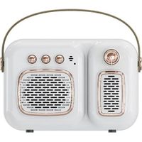 Enceinte Bluetooth Haut-Parleur Bluetooth Rétro Haut-Parleur Sans Fil Hifi Portable Avec Radio Fm Blanc