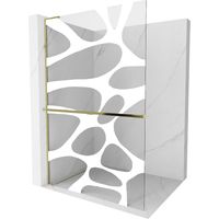 Mexen Kioto+ L panel de ducha con estante Walk-in 80 x 200 cm, ola blanca, dorada - 800-080-123-50-97