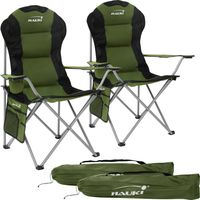 Hauki Set 2x Sedia da Campeggio Pieghevole Cachi Sedia da Pesca Carico Fino a 150 kg Sedie da Giardino con Portabicchieri e Borsa per il Trasporto Pieghevole Oversize Sedia Leggera e Imbottita