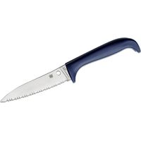 Spyderco STE-K20SPR Küchenmesser Counter Puppy lila Klinge Drop Point Wellenschliff Klinge SpyderEdge satiniert, 7Cr17 Stahl 8,8 cm lang mit lila Kunststoffgriff