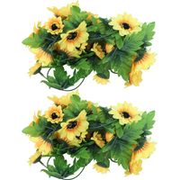 Lot de 2 guirlandes de tournesols artificiels dorés pour décorations de mariage, festival ou fête à la maison