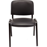 Set 6 stapelbare Bürostühle Konferenzstuhl Wartezimmer aus schwarzem Kunstleder