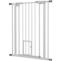 Pawhut – Barrière de sécurité pour chien 104H cm – Acier blanc – Double verrouillage automatique – Largeur réglable 74-80 cm