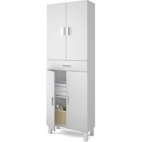 Colonna bagno a terra 60x29x182 cm bianco lucido con 4 ante e 1 cassetto - Siracusa