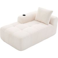 Canapé Recliner Chair Sofa Confort Corduroy Beige 158.00x93.00x61.00 ZIPSOFA
