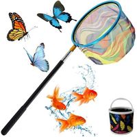 Épuisette Télescopique pour Enfant, 66-173 cm Epuisette Peche pour Enfant, Filet Papillon, Filets de Pêche pour Enfants avec Seau Pliant pour Plage Pêche Insectes Étang Jardin Piscine