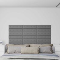 Tête de lit murale 12 pcs Gris 60 x 15 cm Simili cuir vidaXL