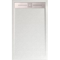 Mineralguss-Duschwanne extra flach ORION Schieferoptik Weiss 90x120 cm Ablaufschutz in Chrom